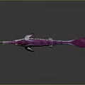 Game and Movie Mythical Creature Character with Pink White Stripes Dorsal Fins and Long Snout