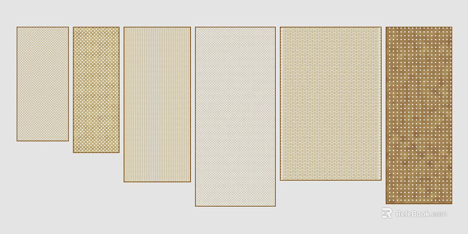 Various Room Divider Panels With Woven Textures Striped Patterns And Neutral Tones For Interior Decoration 3d model 