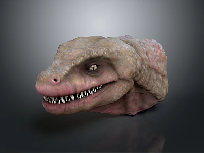 Realistic Reptile Head Model With Rough Skin Sharp Teeth And Prominent Eyes 3d model