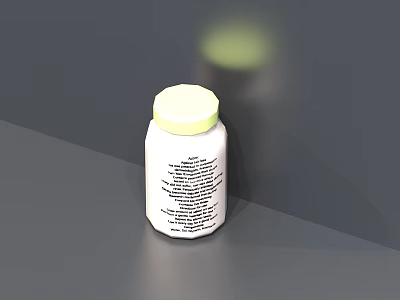 White Medical Bottle With Yellow Cap And Pharmaceutical Label Details 3d model