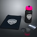 Soccer Cup Themed Water Bottle And Storage Bag With Carabiner And Cloth