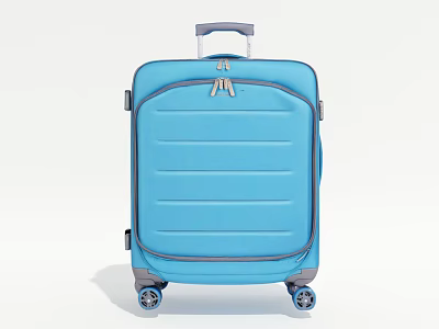Blue Hard Shell Suitcase With Spinner Wheels Telescopic Handle And Modern Design 3d model