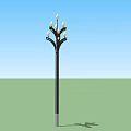 Outdoor Street Light With Multiple Heads And Black Pole For Garden And Yard