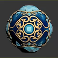 Ornate Turquoise Blue Decorative Egg With Intricate Golden Patterns And Gemstone Base