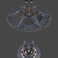 Industrial Mechanical Device Featuring Circular Base Metallic Gears Brackets And Central Mechanism