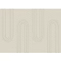 Beige Square Rug with Minimal Geometric Arched Lines and Soft Texture for Modern Home Decor