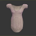 Cream Colored Short Sleeved V Neck Dress With Intricate Lace Details