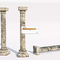 Ancient Classical Weathered Stone Columns Standing And Fallen With Textured Details 3d model