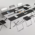 Modern Conference Table In Office Setting With Chairs Laptop And Documents 3d model
