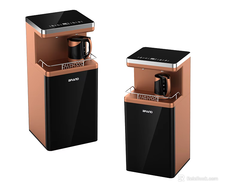 SHARP Modern Water Dispenser Black Copper Finish With Top Control And Cup Storage Rack 3d model 