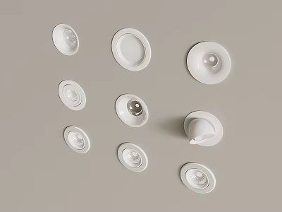 White Modern Downlights and Spotlights with Various Decorative Styles for Interior Lighting 3d model
