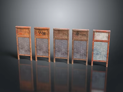 Vintage Wooden Louvered Decor Pieces Arranged With WB Lettering And Classic Design 3d model
