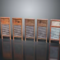 Vintage Wooden Louvered Decor Pieces Arranged With WB Lettering And Classic Design