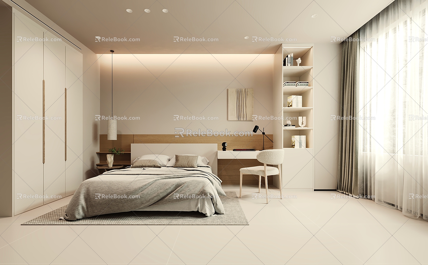 Modern Bedroom Cream Home Bedroom 3d model