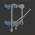 Industrial Equipment Blue Pumps With White Connecting Pipes And Valves
