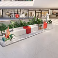 Zhuanzhuan Shopping Mall Counter In Bright Modern Mall With Red Thumbs Up And Green Plants