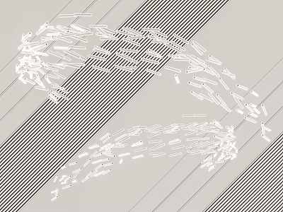 Modern Chandelier Composed Of Flowing Scattered White Linear Lines Design 3d model