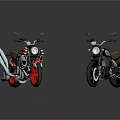 Classic Red And Black Motorcycles With Chrome Exhaust And Leather Seats