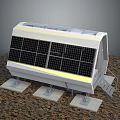 Solar Powered Outdoor Computer Unit With White Structure Support Stands And Steps On Gravel Ground 3d model