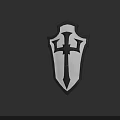 Black White Electronic Appliance Shield Emblem With Cross And Sword