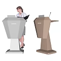 Modern Podium Design With White And Beige Colors For Woman Speech Presentation