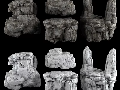 High Quality Stone Wood Decorative Structures With Various Shapes And Textures 3d model