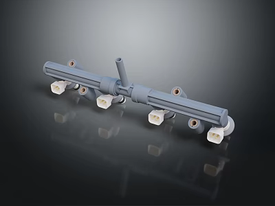 Furniture Connector Hardware Featuring White Plastic Joints And Gray Metal Body 3d model