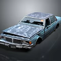 Vintage Sedan With Rusted Exterior Damaged Body And Dull Paint Finish