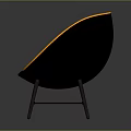 Modern Orange Round Chair With Upholstered Seat And Black Metal Frame