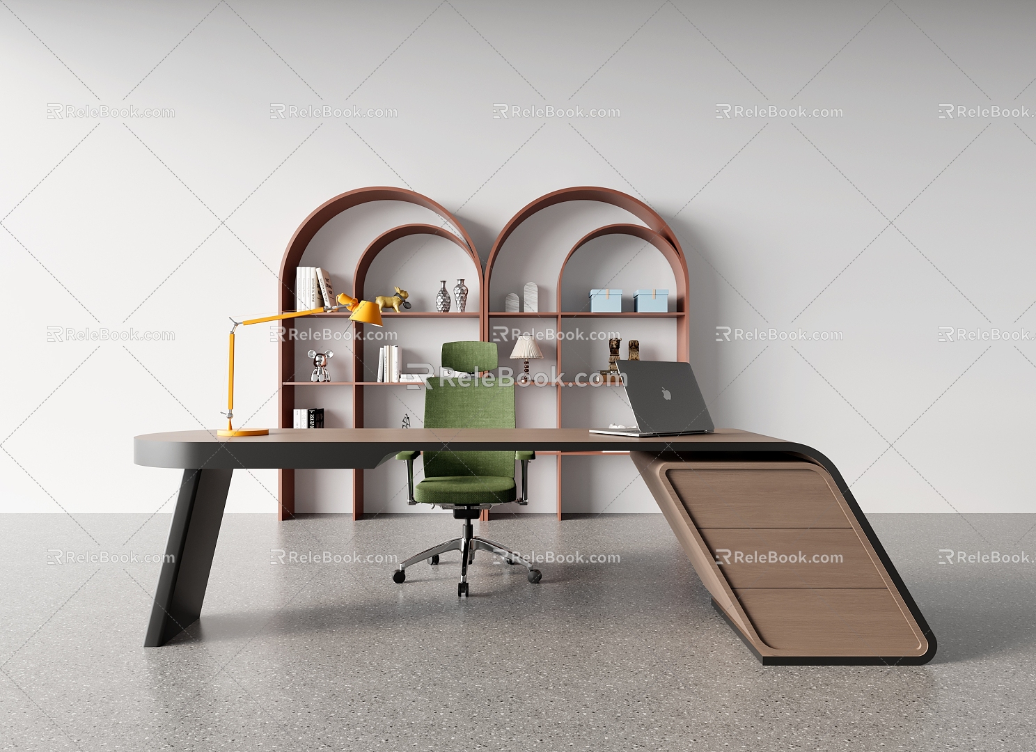 Desk Chair Desk Combination 3d model