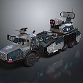 Futuristic Armored Truck With Advanced Sci Fi Equipment And Multi Wheel Design