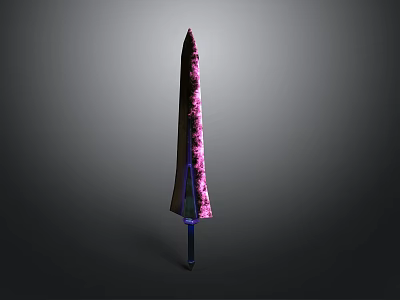 Pink And Purple Textured Obelisk With Blue Illuminated Base And Pointed Top 3d model