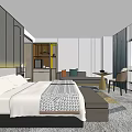 Hotel Guest Room Modern Interior With Comfortable Bed Sofa Seating And Large Window