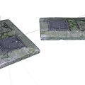 Durable Road Infrastructure Concrete Slabs With Metal Covers And Mossy Surfaces
