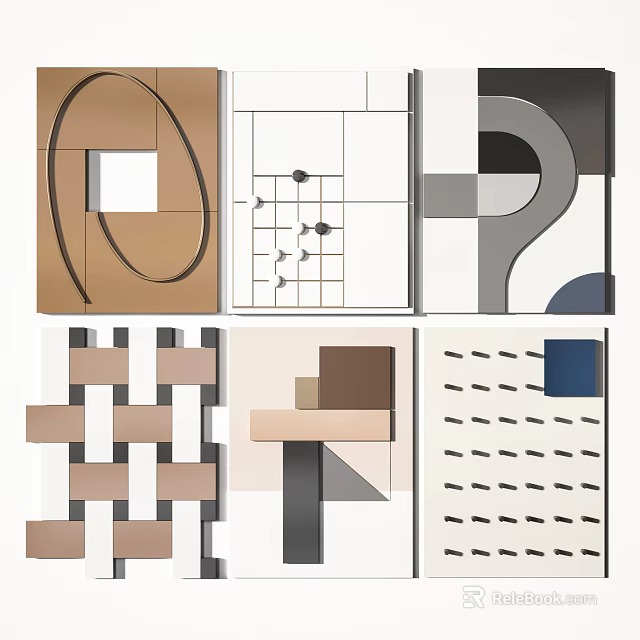 Modern Wall Decor Art With Geometric Shapes And Abstract Patterns 3d model