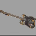 Vintage Electronic Guitar Featuring Mechanical Components And Electrical Parts In Unique 3D Model Design