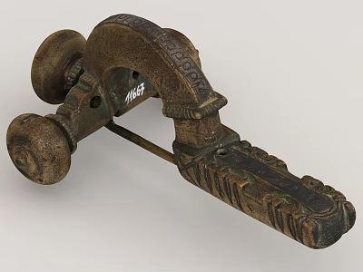 Vintage Hardware Tool Metal Clamp with Intricate Carved Design and Antique Style 3d model