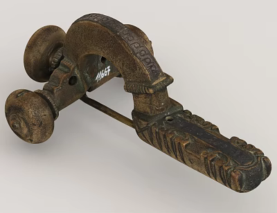 Vintage Hardware Tool Metal Clamp with Intricate Carved Design and Antique Style 3d model