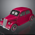 Red Vintage Classic Car With Shiny Retro Design And Old Model Features
