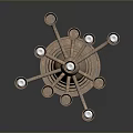 Brass Candelabra With Multiple Arms And White Candles On Black Surface
