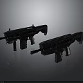 Two Black Assault Rifles With Red Accents Modern Futuristic Tactical Design