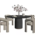 Modern Dining Table and Chair Combination Round Table and Chair 3d model