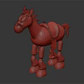 Cute Brown Cartoon Horse Stuffed Toy With Red Mane Tail Saddle And Pink Hooves