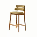 Modern Bar Stool With Wooden Frame Light Colored Padded Seat And Backrest