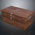 Vintage Brown Wooden Storage Box With Metal Lock And Handles