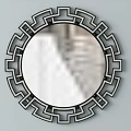 Modern Decorative Round Wall Mirror With Geometric Pattern Black And White Frame Home Decor 3d model