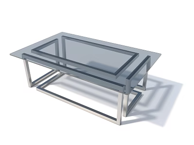 Modern Coffee Table With Clear Glass Top And Sleek Stainless Steel Frame 3d model