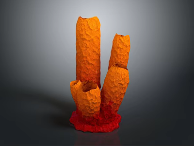 Coral Shaped Sculpture With Orange Red Color And Textured Decorative Design 3d model