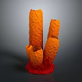 Coral Shaped Sculpture With Orange Red Color And Textured Decorative Design