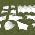 Tensile Membrane Outdoor Structures With Various Shapes And Architectural Designs On Grassland